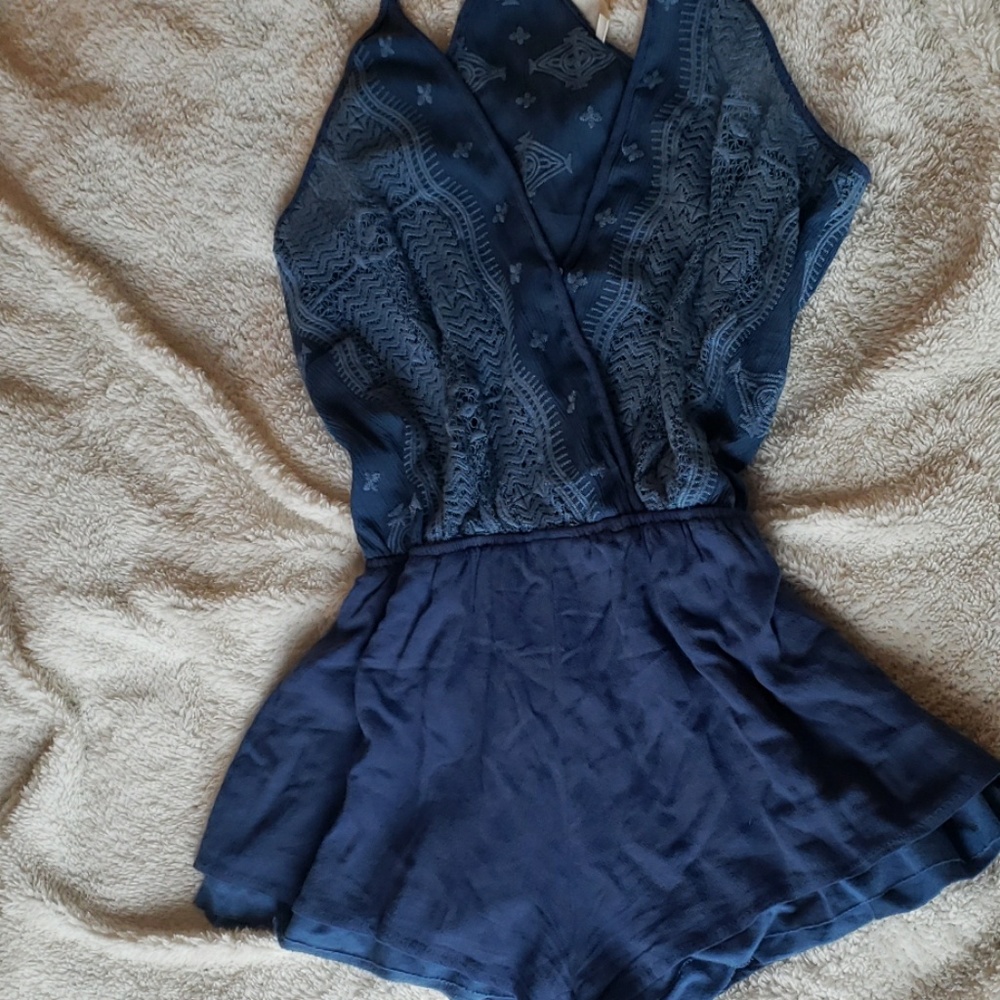Anthropologie Beautiful Blue Lacey Romper - Picture 2 of 8